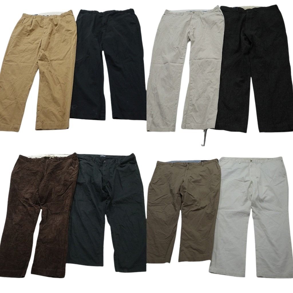 古着卸 まとめ売り ラルフローレン パンツ 8枚セット ( メンズ 40/42/44/46 ) 紺タグ オールド ツータック ブラック 中古 古着 NF1585