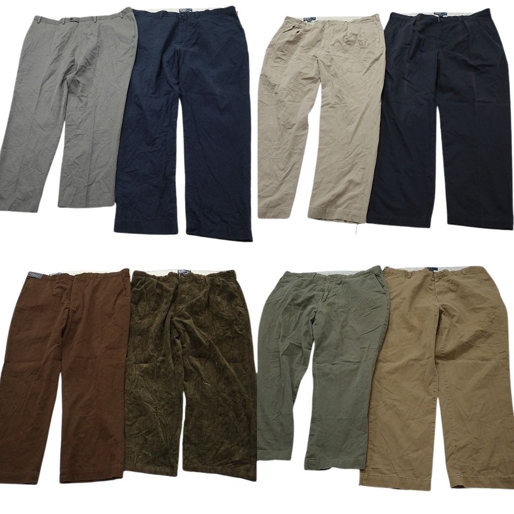 古着卸 まとめ売り ラルフローレン パンツ 8枚セット ( メンズ 42 ) 紺タグ オールド デッドストック コーデュロイ 中古 古着 NF1586