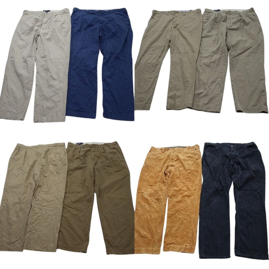 古着卸 まとめ売り ラルフローレン パンツ 8枚セット ( メンズ 40 ) コーデュロイ 紺タグ オールド ツータック 中古 古着 NF1588