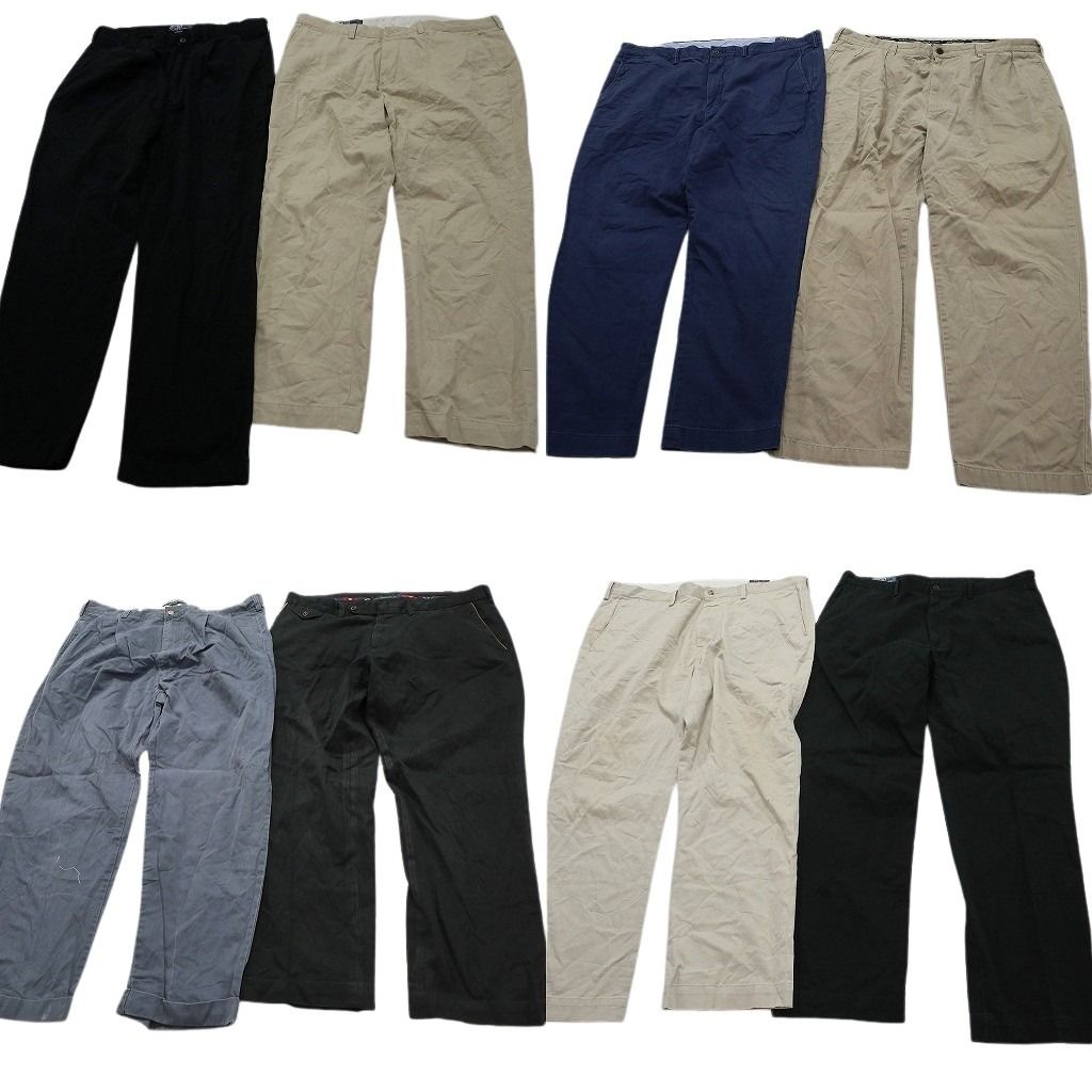 古着卸 まとめ売り ラルフローレン パンツ 8枚セット ( メンズ 38 ) 紺タグ オールド ストレート ダブル仕様 中古 古着 NF1592