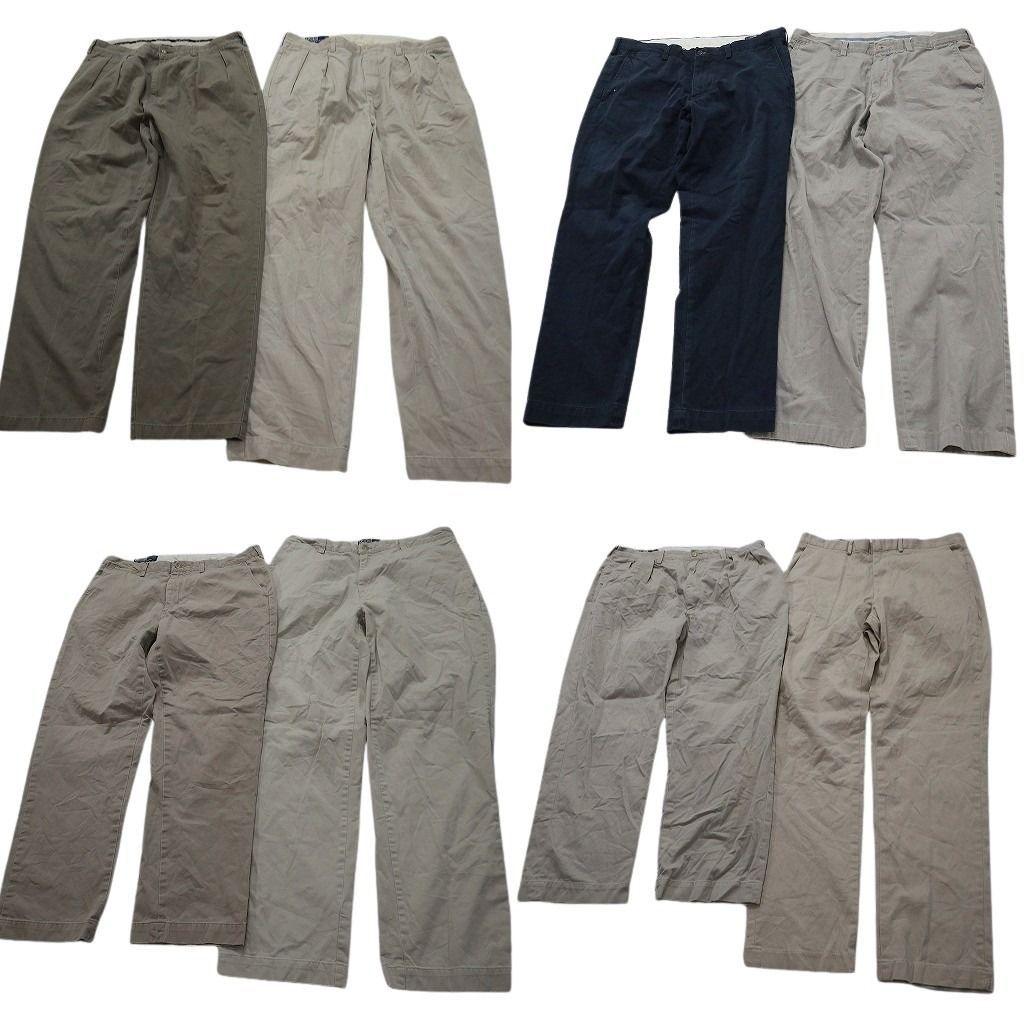 古着卸 まとめ売り ラルフローレン パンツ 8枚セット ( メンズ 36 ) 紺タグ オールド ツータック ワイド 中古 古着 NF1596