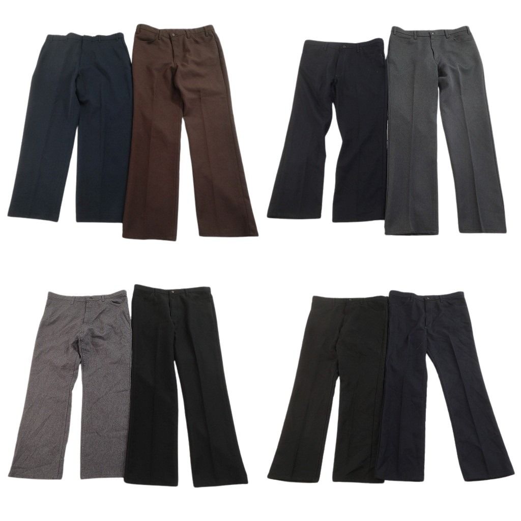 古着卸 まとめ売り ポリ混 スラックス 8枚セット ( メンズ 38 ) ブラック ブーツカット ブラウン 中古 古着 NF1613