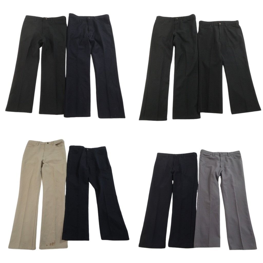 古着卸 まとめ売り ポリ混 スラックス 8枚セット ( メンズ 36 ) ブラック ブーツカット センタープレス 中古 古着 NF1615