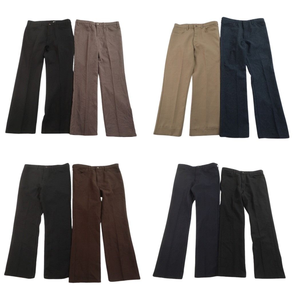 古着卸 まとめ売り ポリ混 スラックス 8枚セット ( メンズ 36 ) ブラック ブーツカット ベージュ 中古 古着 NF1618