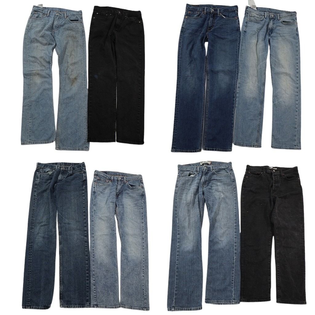 古着卸 まとめ売り リーバイス 品番MIX デニムパンツ 8枚セット ( メンズ 31 ) 514 527 ブラック ブーツカット 中古 古着 NF1639