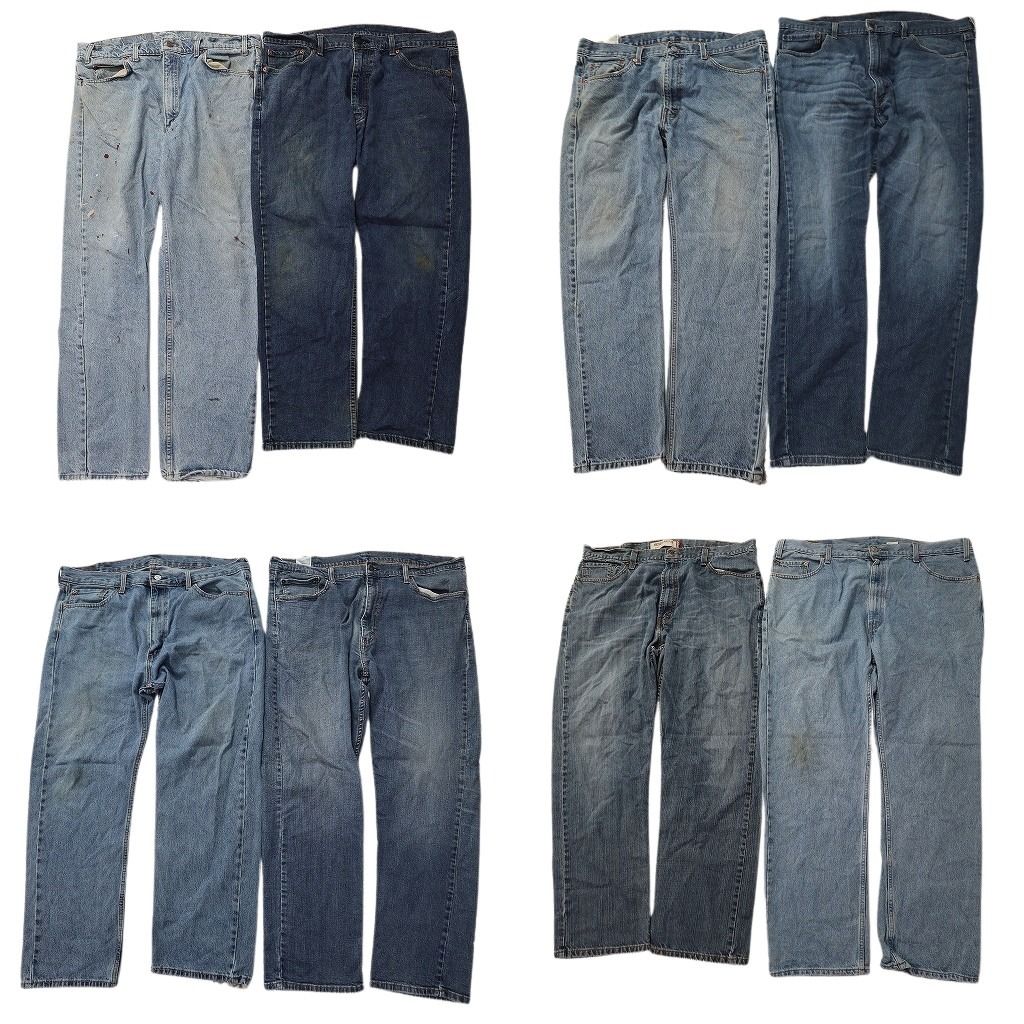 古着卸 まとめ リーバイス 505 デニムパンツ 8枚セット ( メンズ 40/42 ) テーパード ジッパーフライ インディゴブルー 中古 古着 NF1651