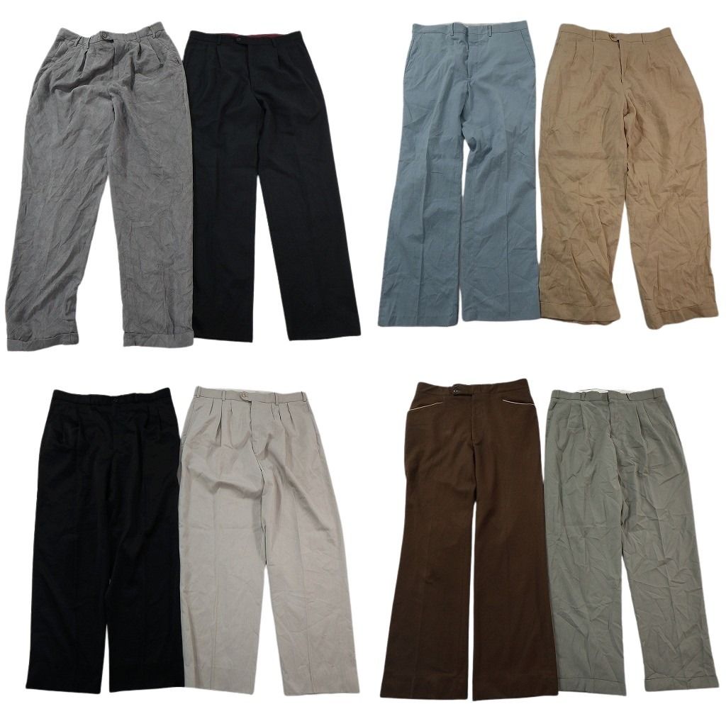 古着卸 まとめ売り スラックスMIX 8枚セット ( メンズ 36 ) ２タック ダブル仕様 中古 古着 NF1684