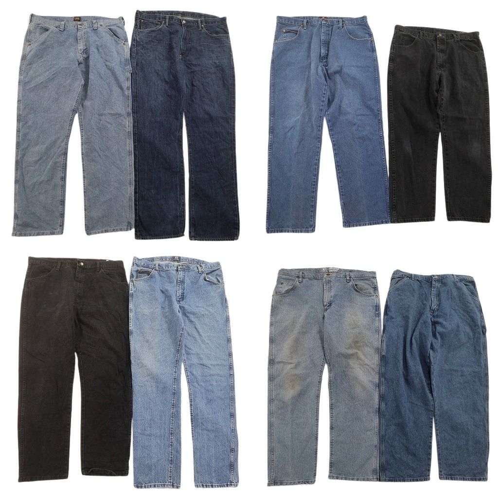 古着卸 まとめ売り ブランド デニムパンツ 8枚セット ( メンズ 38 ) ラングラー Lee ラスラー 中古 古着 NF1702