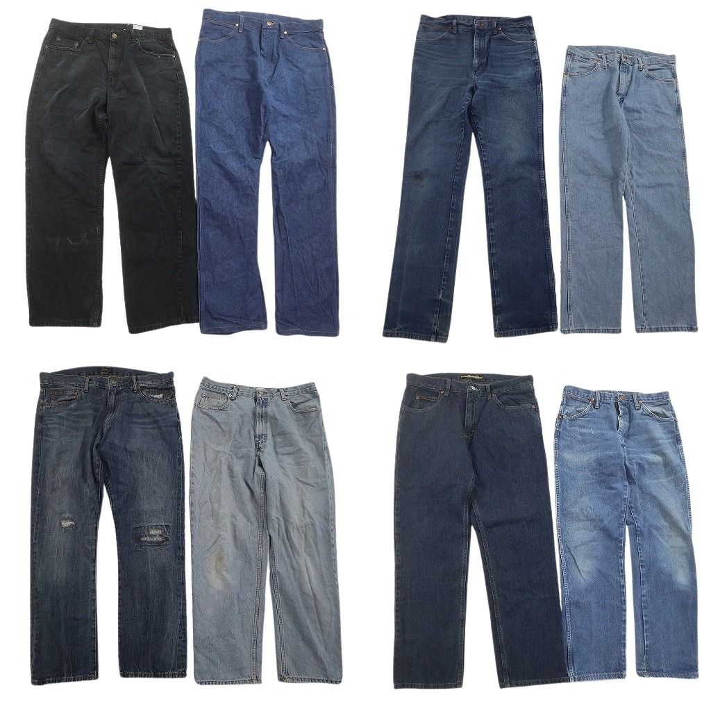 古着卸 まとめ売り ブランド デニムパンツ 8枚セット ( メンズ 34 ) カルバンクライン ラルフローレン ラングラー 中古 古着 NF1705