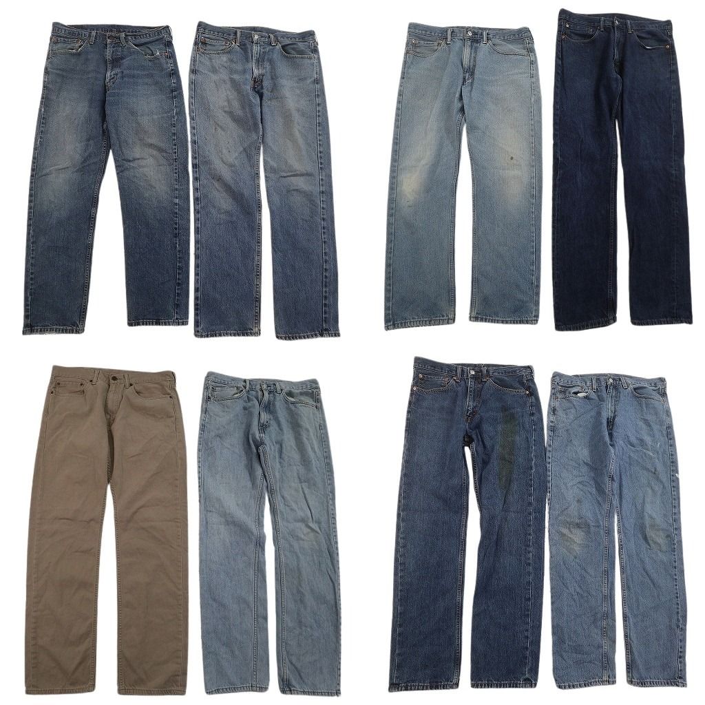 古着卸 まとめ売り リーバイス 505 デニムパンツ 8枚セット ( メンズ 34 ) テーパード　ジッパーフライ 中古 古着 NF8511 古着卸 まとめ売り リーバイス 505 デニムパンツ 8枚セット ( メンズ
