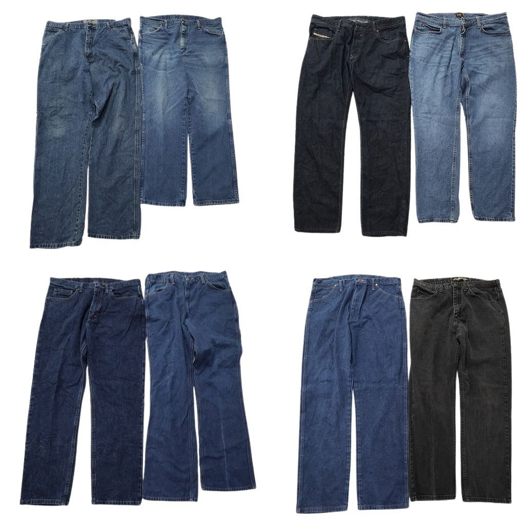 古着卸 まとめ売り ブランド デニムパンツ 8枚セット ( メンズ 38 ) ディーゼル ラングラー Lee 中古 古着 NF1721