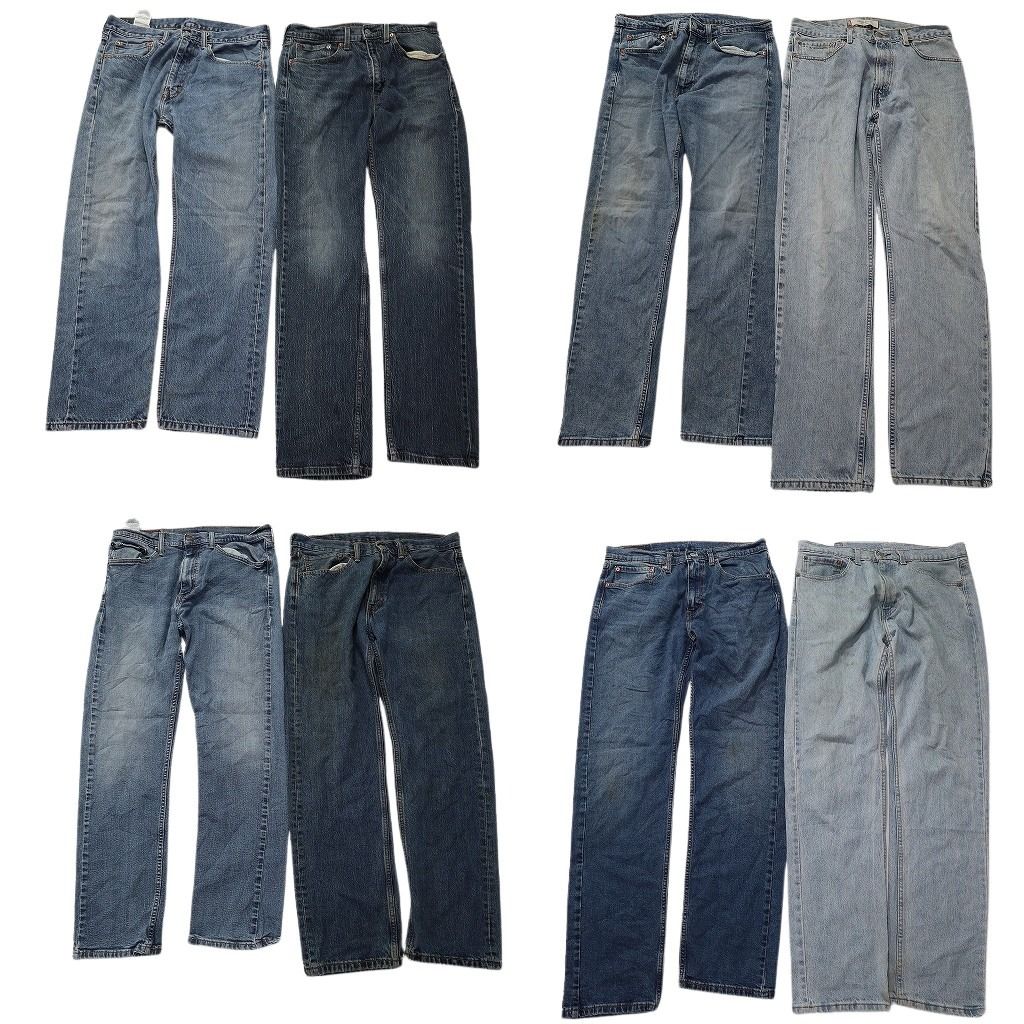 古着卸 まとめ売り リーバイス 505 デニムパンツ 8枚セット ( メンズ 34 ) テーパード ジッパーフライ インディゴブルー 中古 古着 NF1732