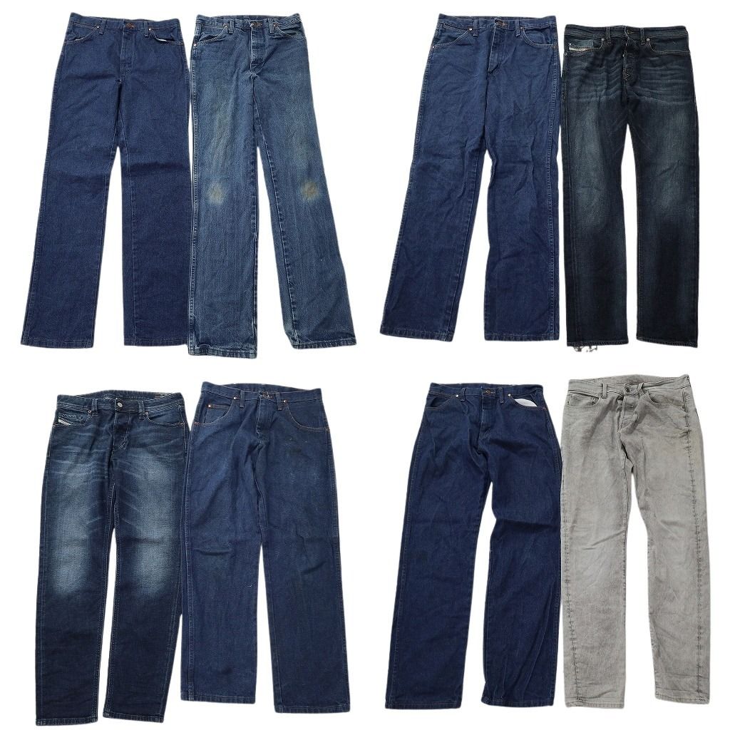 古着卸 まとめ売り ブランド デニムパンツ 8枚セット ( メンズ 31 ) DIESEL ラングラー ジースターロー 中古 古着 NF1739
