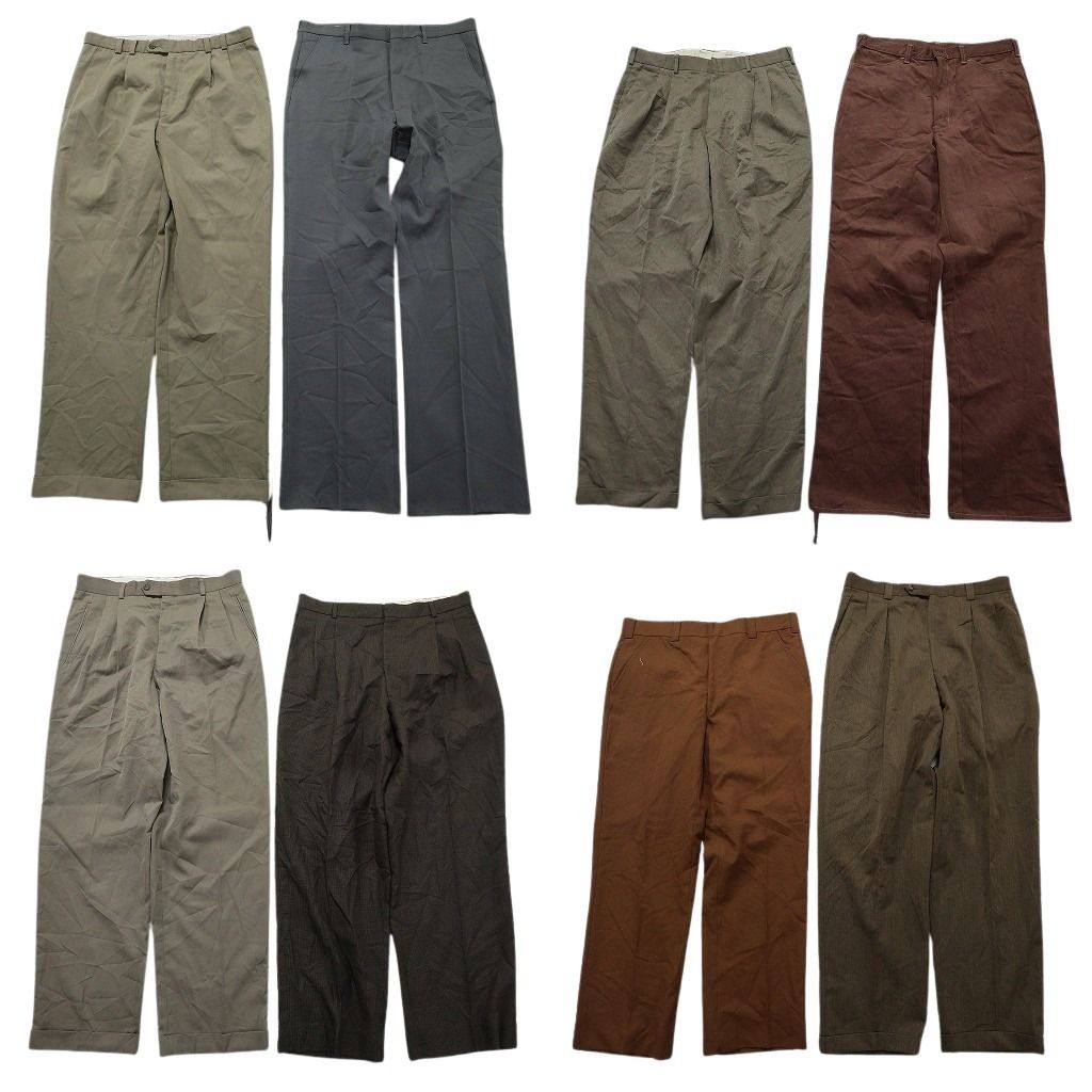 古着卸 まとめ売り スラックスMIX 8枚セット ( メンズ 34 ) 2タック ダブル仕様 中古 古着 NF1742