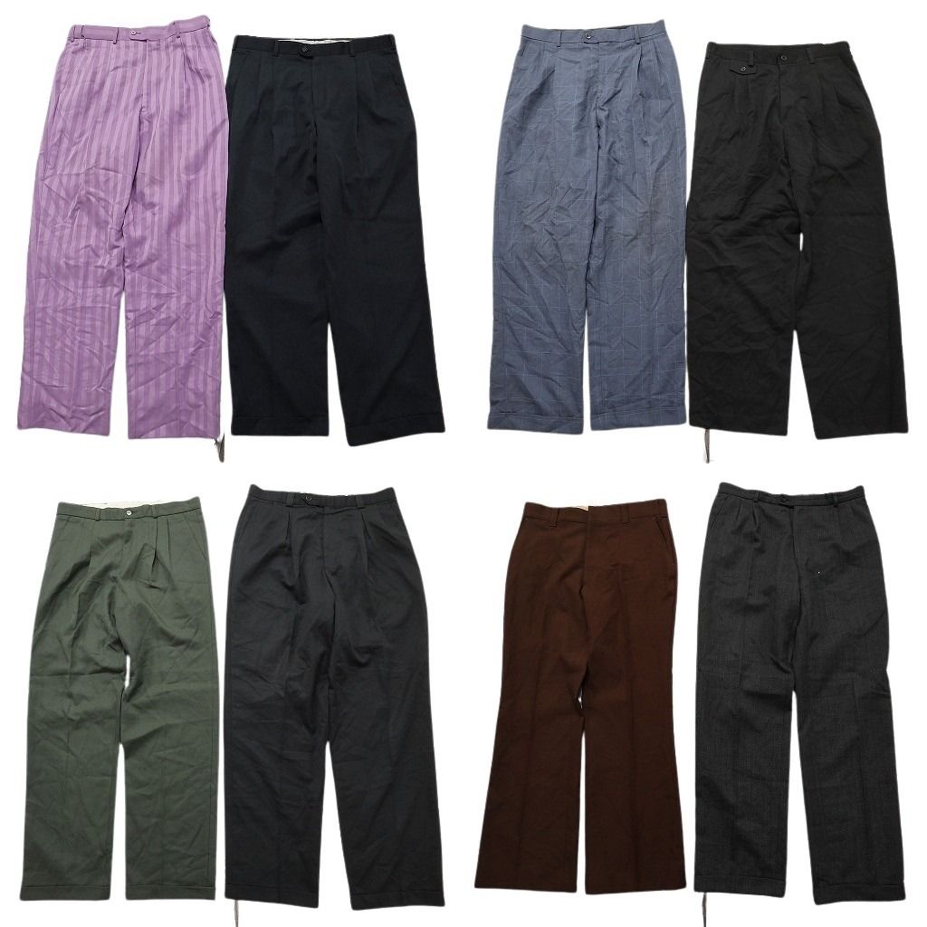 古着卸 まとめ売り スラックスMIX 8枚セット ( メンズ 34 ) ストライプ ２タック ブラック 中古 古着 NF1754