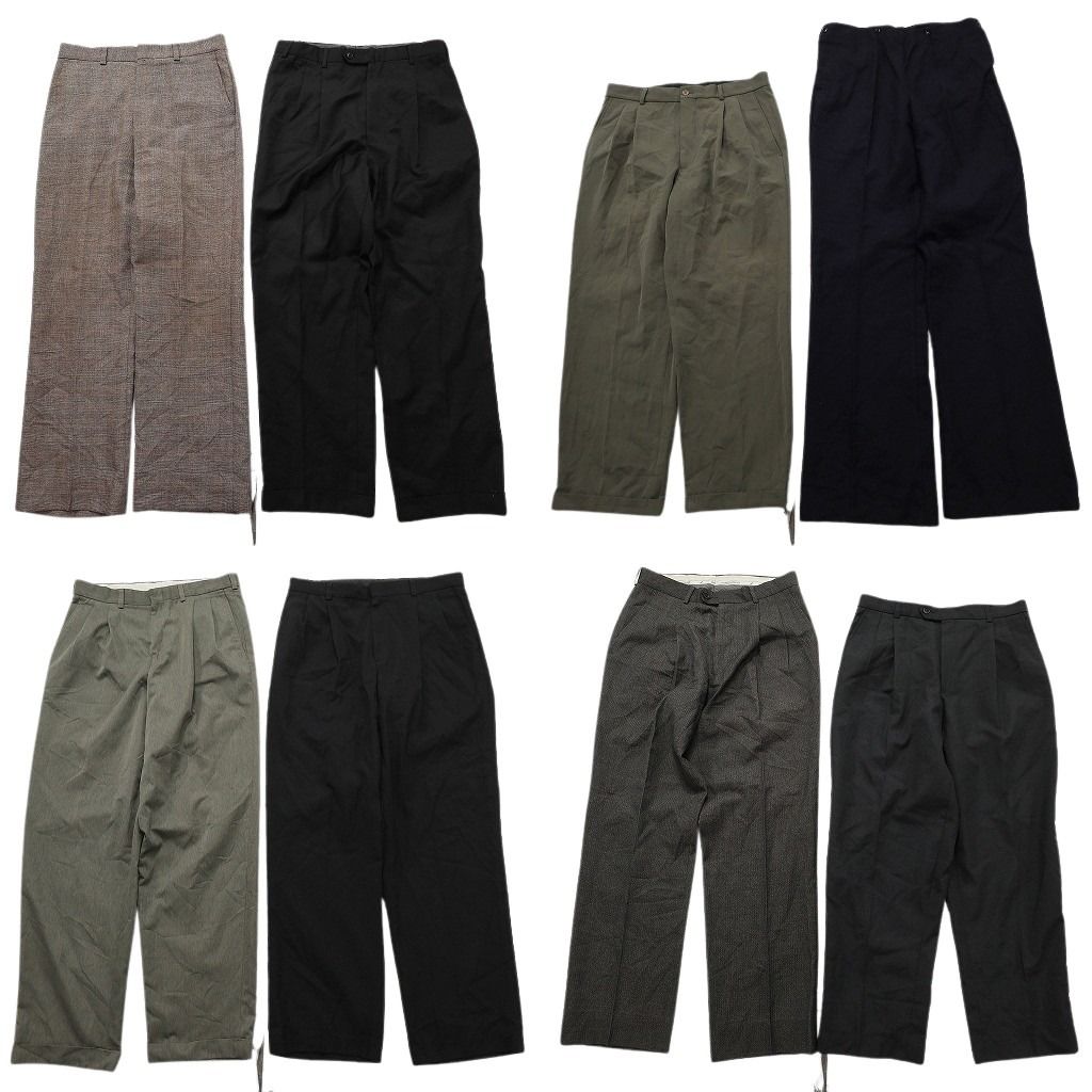 古着卸 まとめ売り スラックスMIX 8枚セット ( メンズ 32 ) 2タック ダブル仕様 ブラック 中古 古着 NF1757