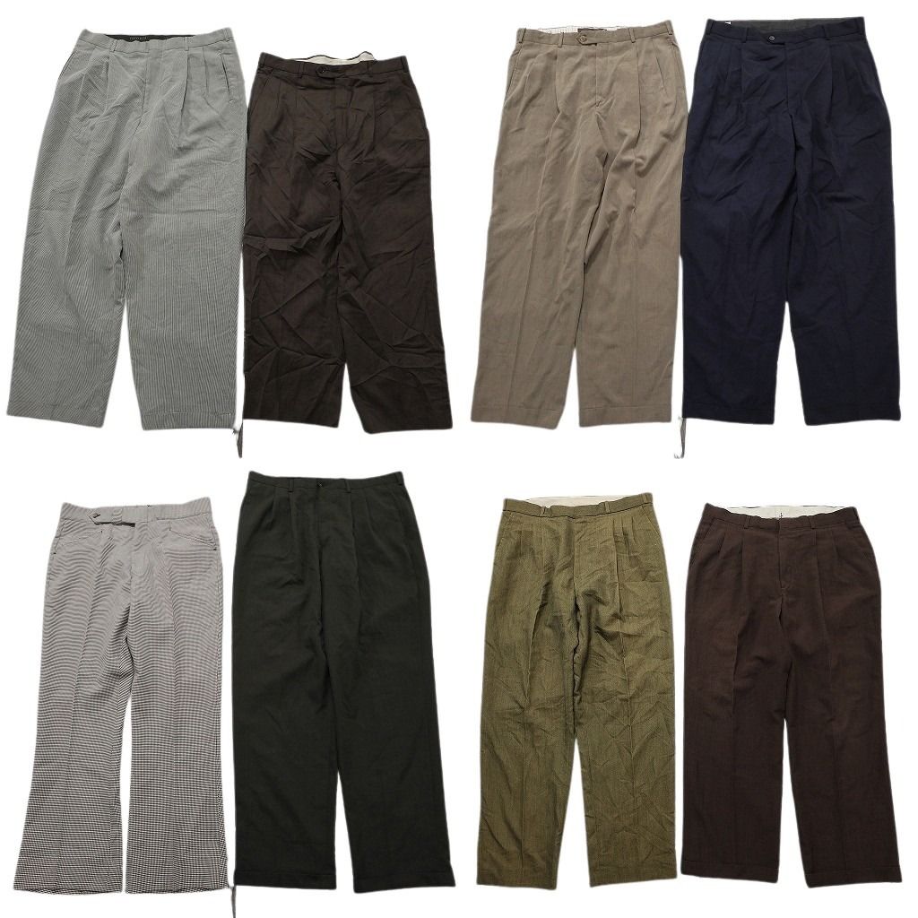 古着卸 まとめ売り スラックスMIX 8枚セット ( メンズ 36 ) ３タック ２タック ダブル仕様 中古 古着 NF1760 6,191円