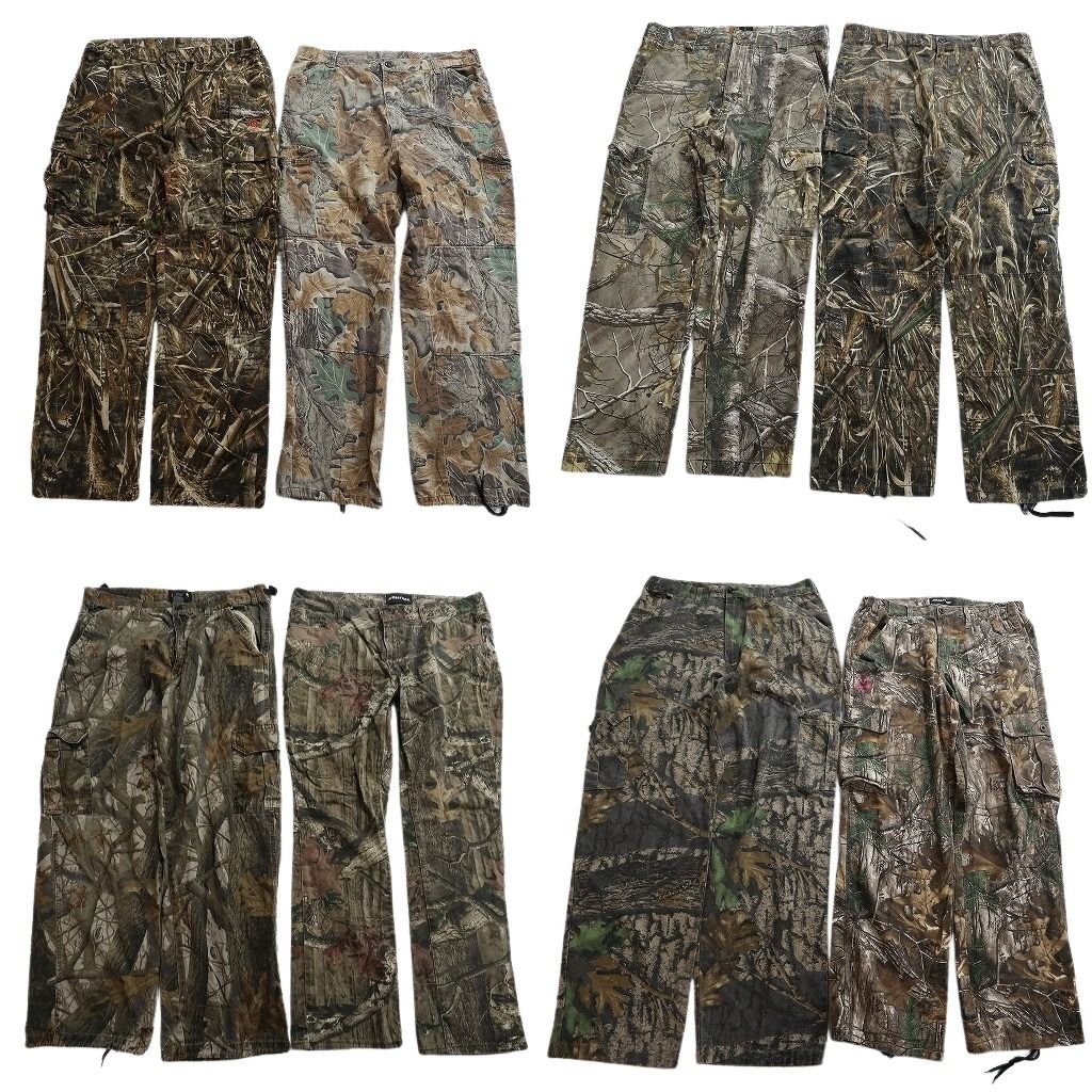 古着卸 まとめ売り ツリーカモ 迷彩柄 パンツ 8枚セット ( メンズ L ) カーゴ ワイド ストレート ドローコード 中古 古着 NF1774