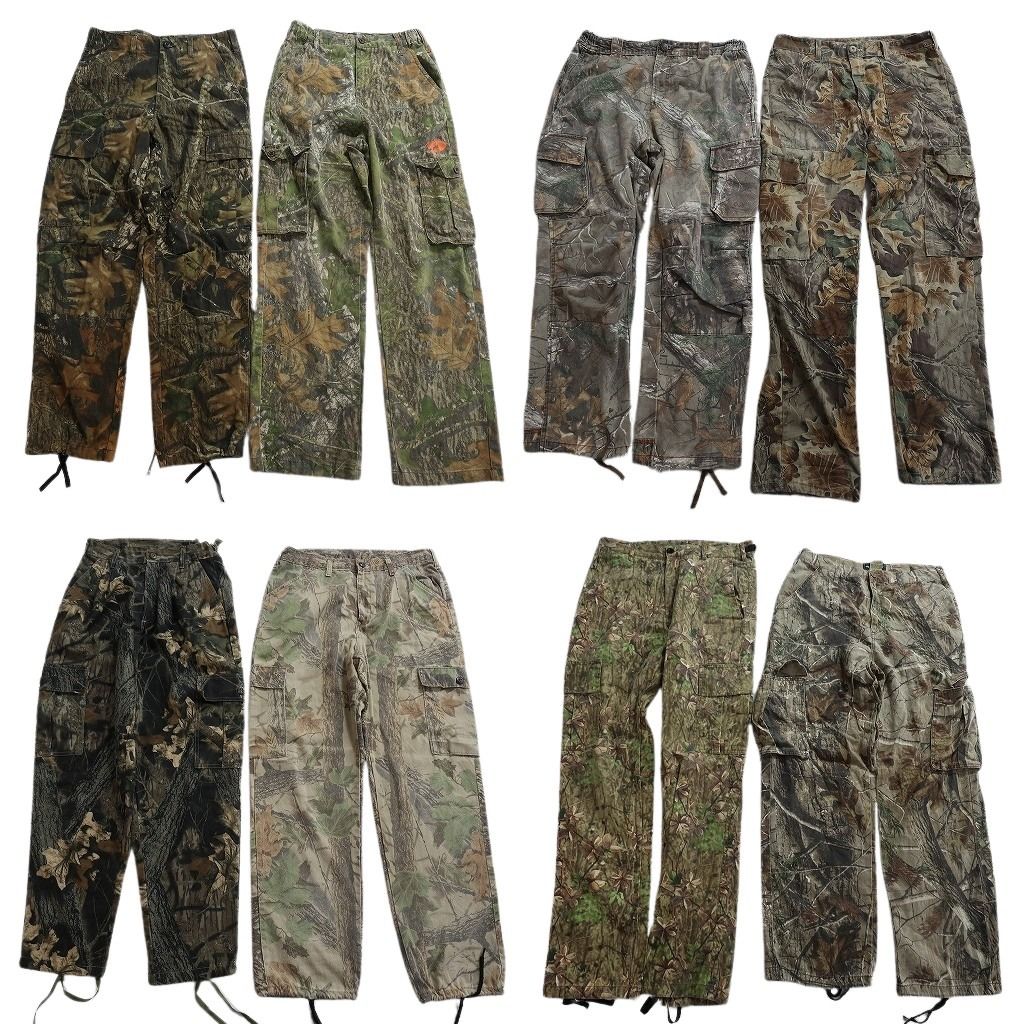 古着卸 まとめ売り ツリーカモ 迷彩柄 パンツ 8枚セット ( メンズ S/M ) カーゴ ワイド ストレート 中古 古着 NF1775