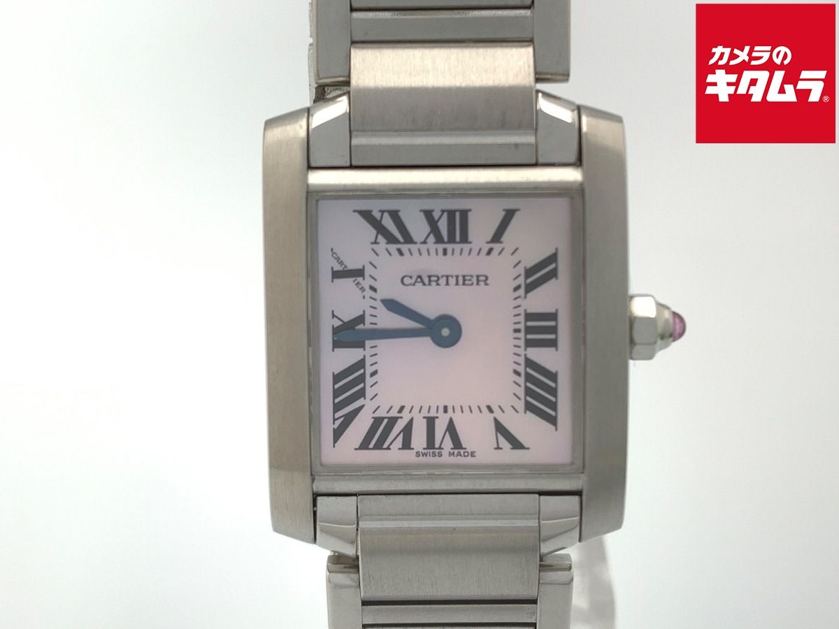 【中古】 【良品】 カルティエ タンクフランセーズ SM ピンク W51028Q3 ステンレススティール ピンクシェル