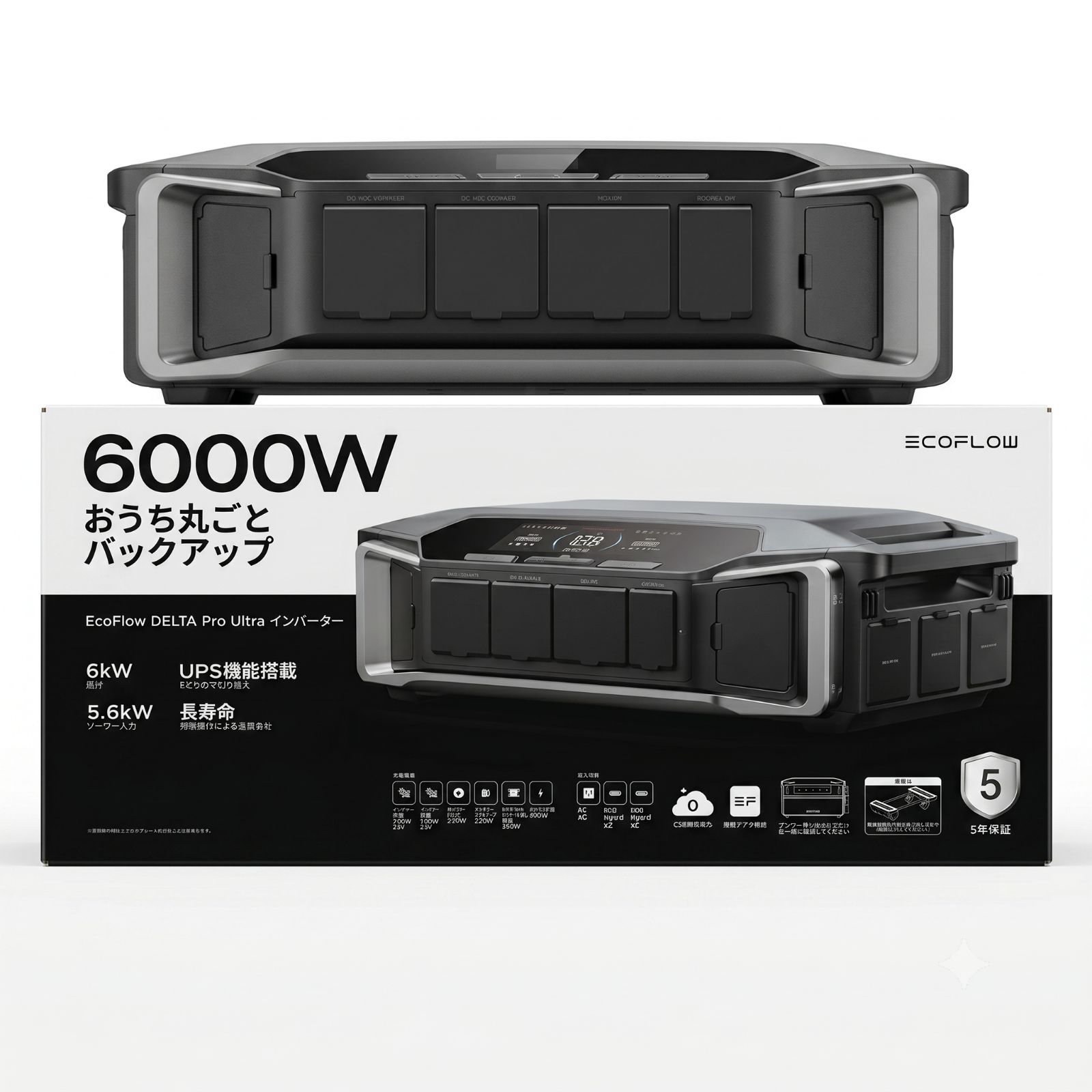 「6カ月間保証付き!」EcoFlow DELTA Pro Ultra インバーター PSEマーク付き