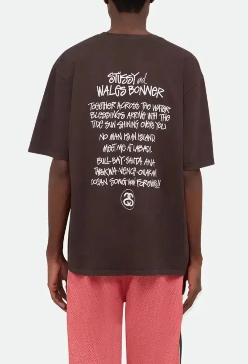 M) STUSSY x ウェールズ・ボナー オ―シャン・ソング 半袖 Tシャツ ブラウン