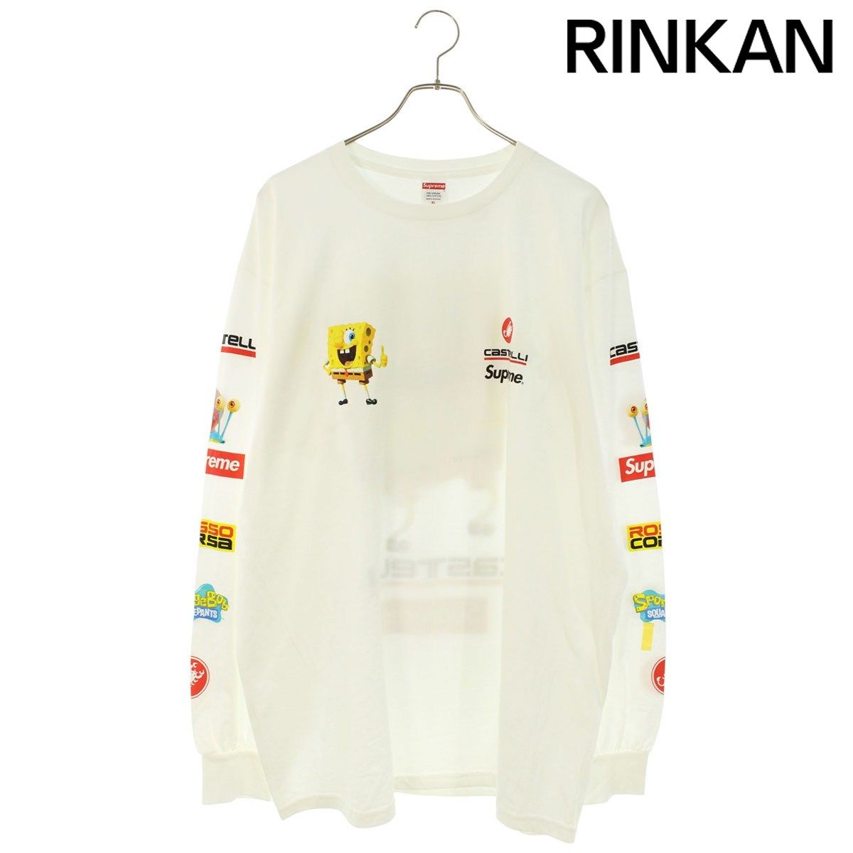 シュプリーム ×カステリ 25SS SpongeBob Castelli Racing L/S Tee キャラクターボックスロゴプリント長袖カットソー メンズ XL
