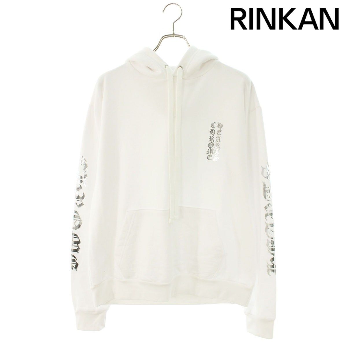 クロムハーツ WHITE FOIL HOODIE アームロゴプリントプルオーバーパーカー メンズ S
