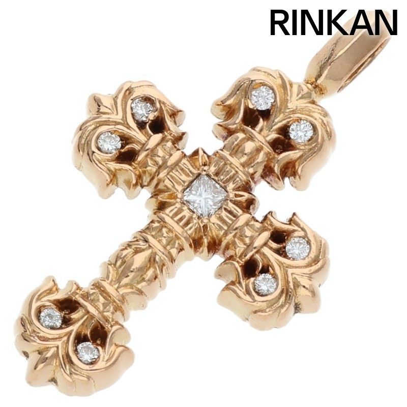 クロムハーツ 22K CHARM FILIGREE TINY P/DMND/タイニーフィリグリー PAVEダイヤ/ゴールドネックレストップ メンズ