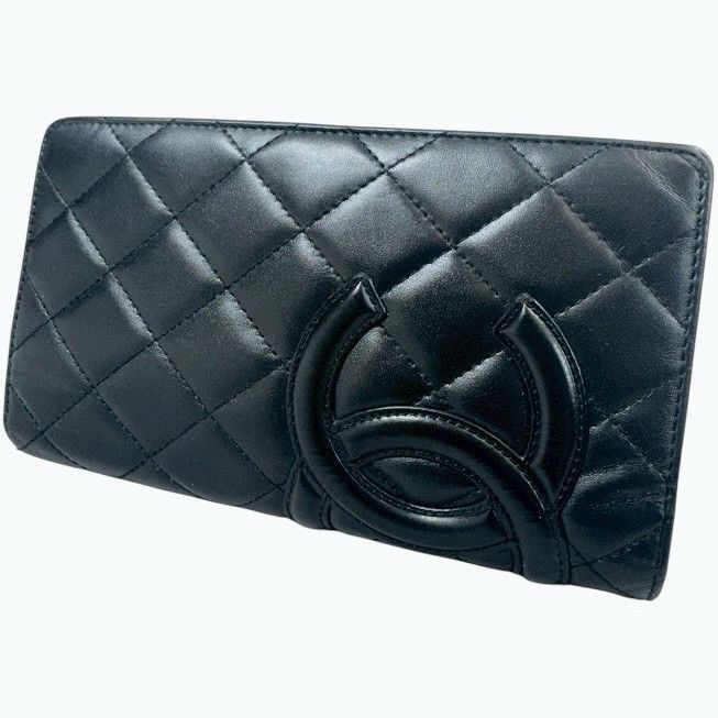 美品】CHANEL シャネル カンボンライン フラップ ロング 二つ折り 長