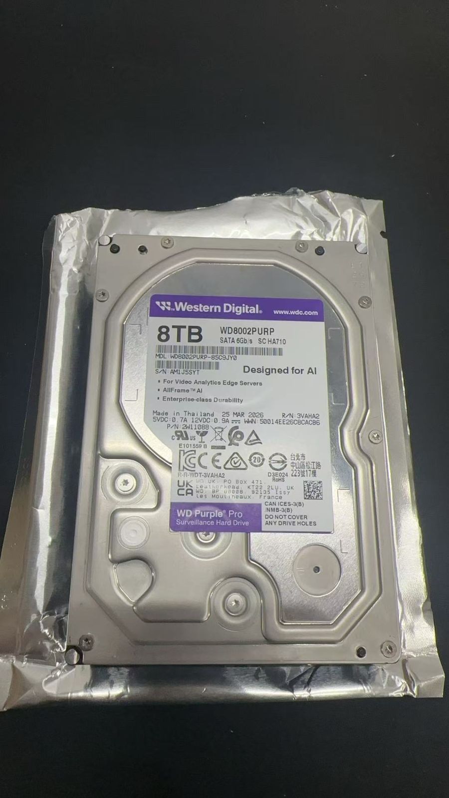 Western Digital WD8002PURP 8TB HDD ジャンク ++924368