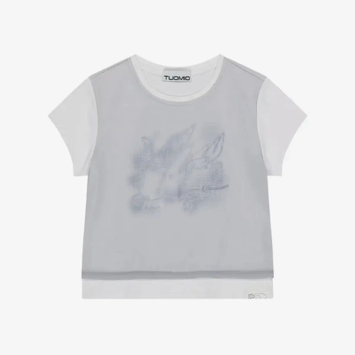 뚜오秋山 澪 メッシュ レイヤード グラフィック Tシャツ 白