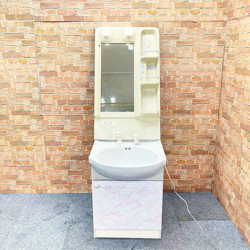 【中古品】 アサヒ衛陶 ☆桜デザイン☆ 陶器製 水栓蛇口付き☆2枚扉タイプ 手洗台 洗面化粧台 「幅60cm 幅600mm」 ミラーキャビネットのセット 16F 25,546円