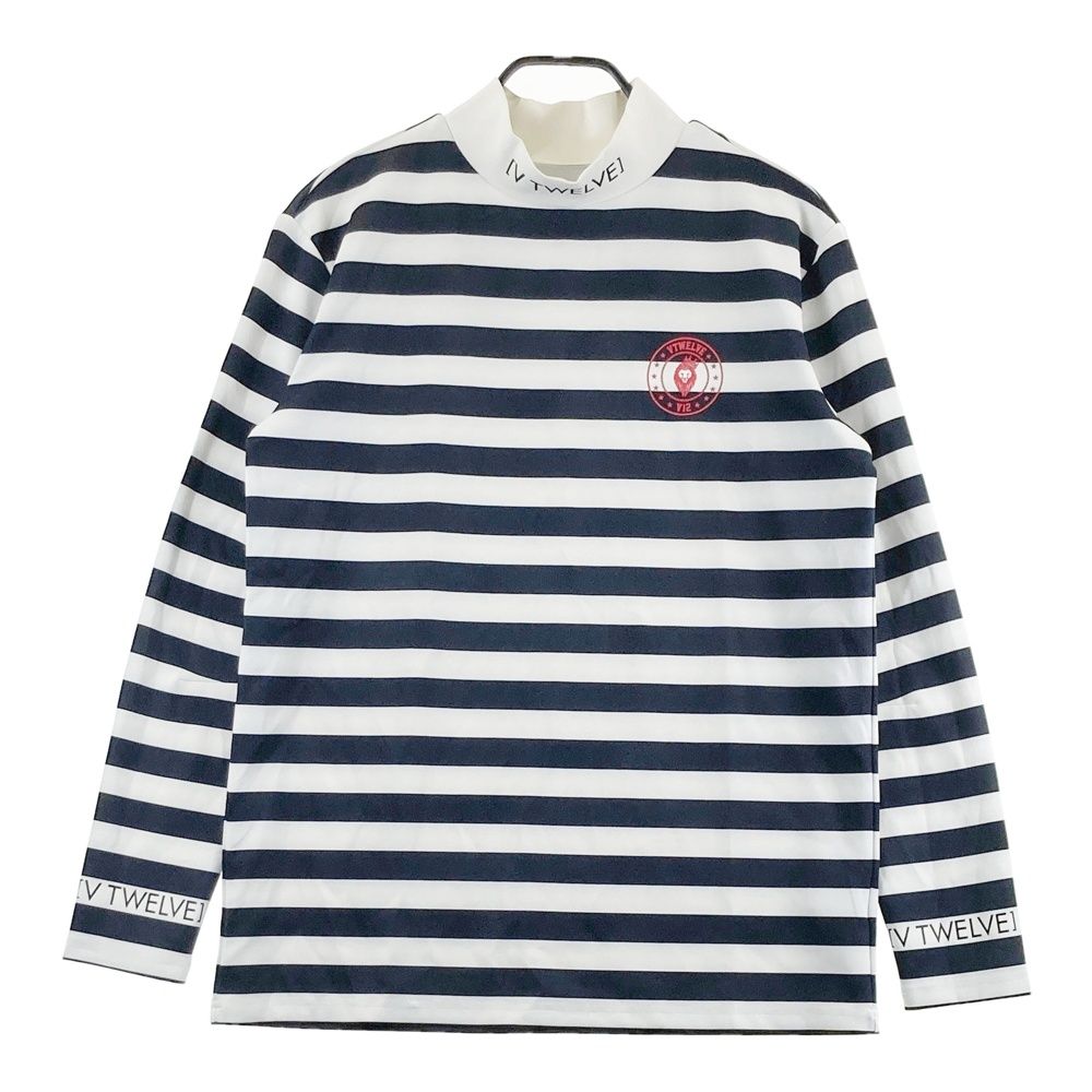 サイズ：L V12 ヴィトゥエルヴ モックネック 長袖Tシャツ ボーダー柄
