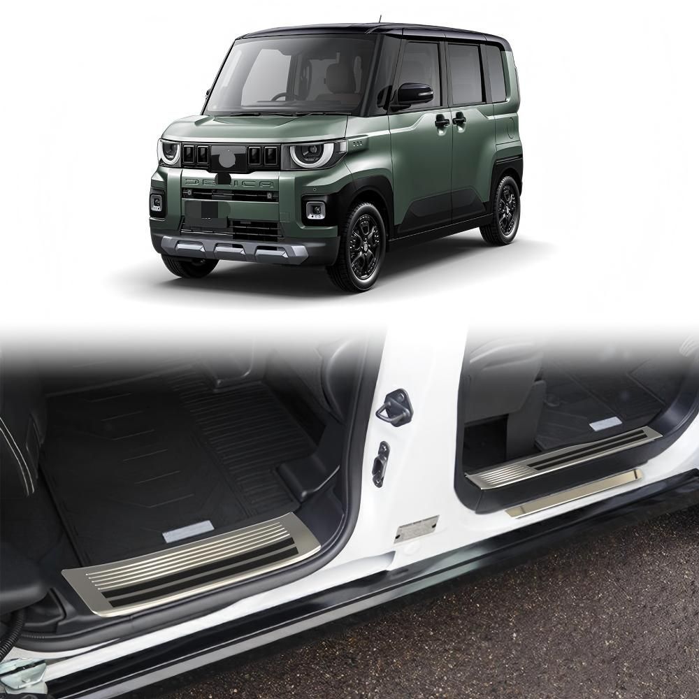 三菱 Mitsubishi デリカミニ Delica Mini 2025年10月以降 ドアスカッフプレート サイドステップガード 6P 304ステンレス製 専用設計 乗降時キズ防止 防擦 保護 貼り付け簡単 足元装飾 内装外装アクセサリー 光沢アップ 送料無料