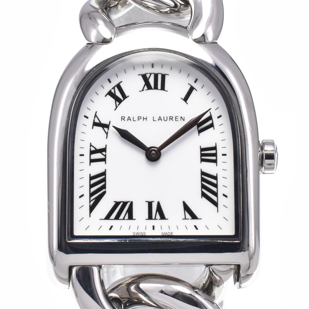 ラルフローレン RALPH LAUREN K00400 スティラップ プティ リンク ホワイト クォーツ レディース 美品 腕時計 L#148181
