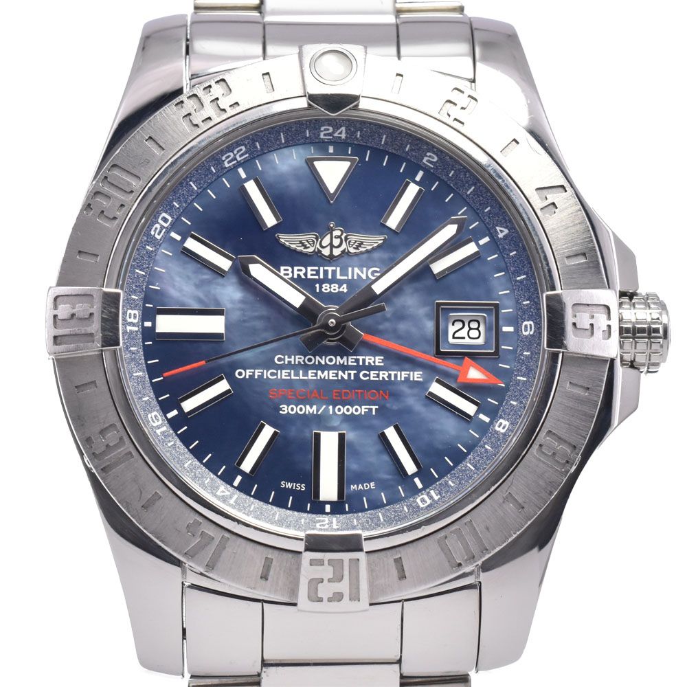 ブライトリング BREITLING A32390 アベンジャーⅡ GMT ブルーシェル 自動巻き メンズ 良品 腕時計 L#147838