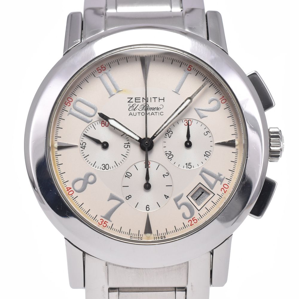 ゼニス ZENITH 01/02.0450.400 ポートロワイヤル クロノグラフ デイト ベージュ 自動巻き メンズ 良品 腕時計 L#148017