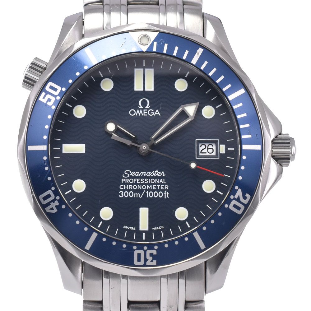 オメガ OMEGA 2531.80 シーマスター 300M プロフェッショナル デイト ブルー 自動巻き メンズ 良品 腕時計 L#147310