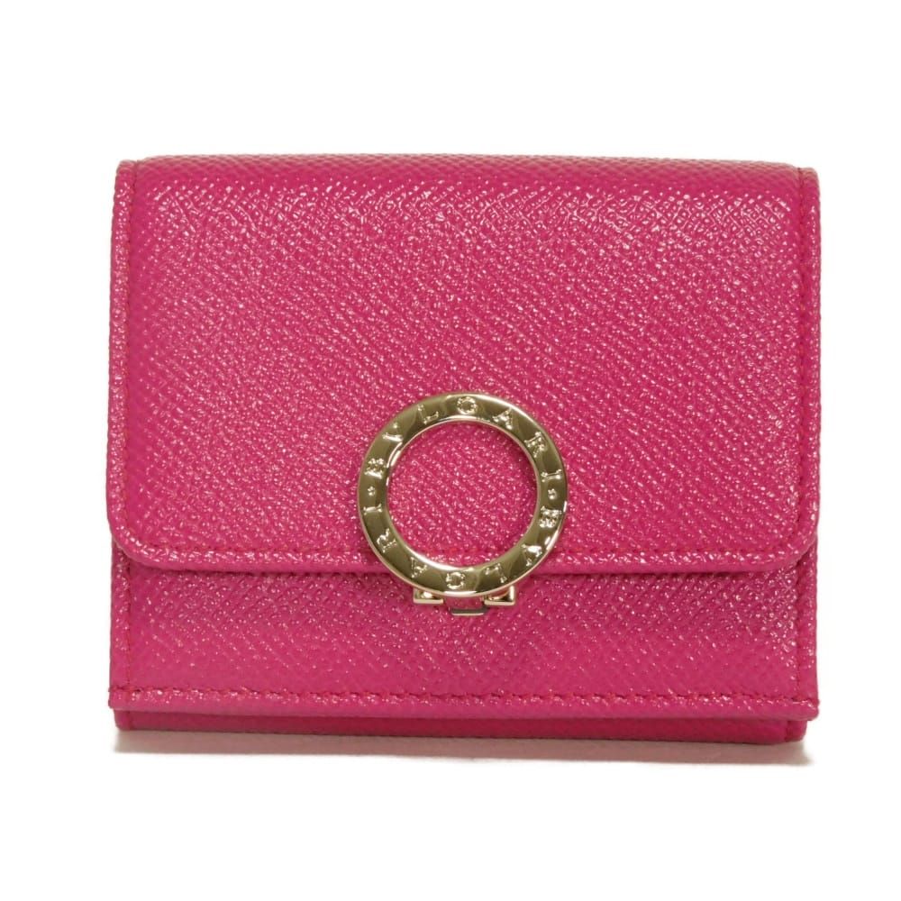 BVLGARI ブルガリ クリップ コンパクト ウォレット フューシャ ボルドー バイカラー 札入れ カードケース コインケース 小銭入れ RFID ICチップ 未使用 BB ロゴ リング トゥルーリートルマリンフクシア 三つ折り財布 293177