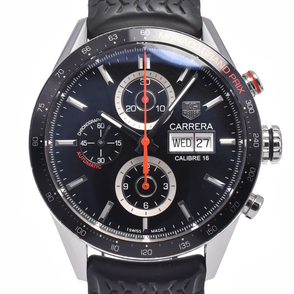 タグホイヤー TAG HEUER CV2A1F カレラ 世界3000本限定 モナコグランプリ ブラック 自動巻き メンズ 良品 腕時計 L#147916