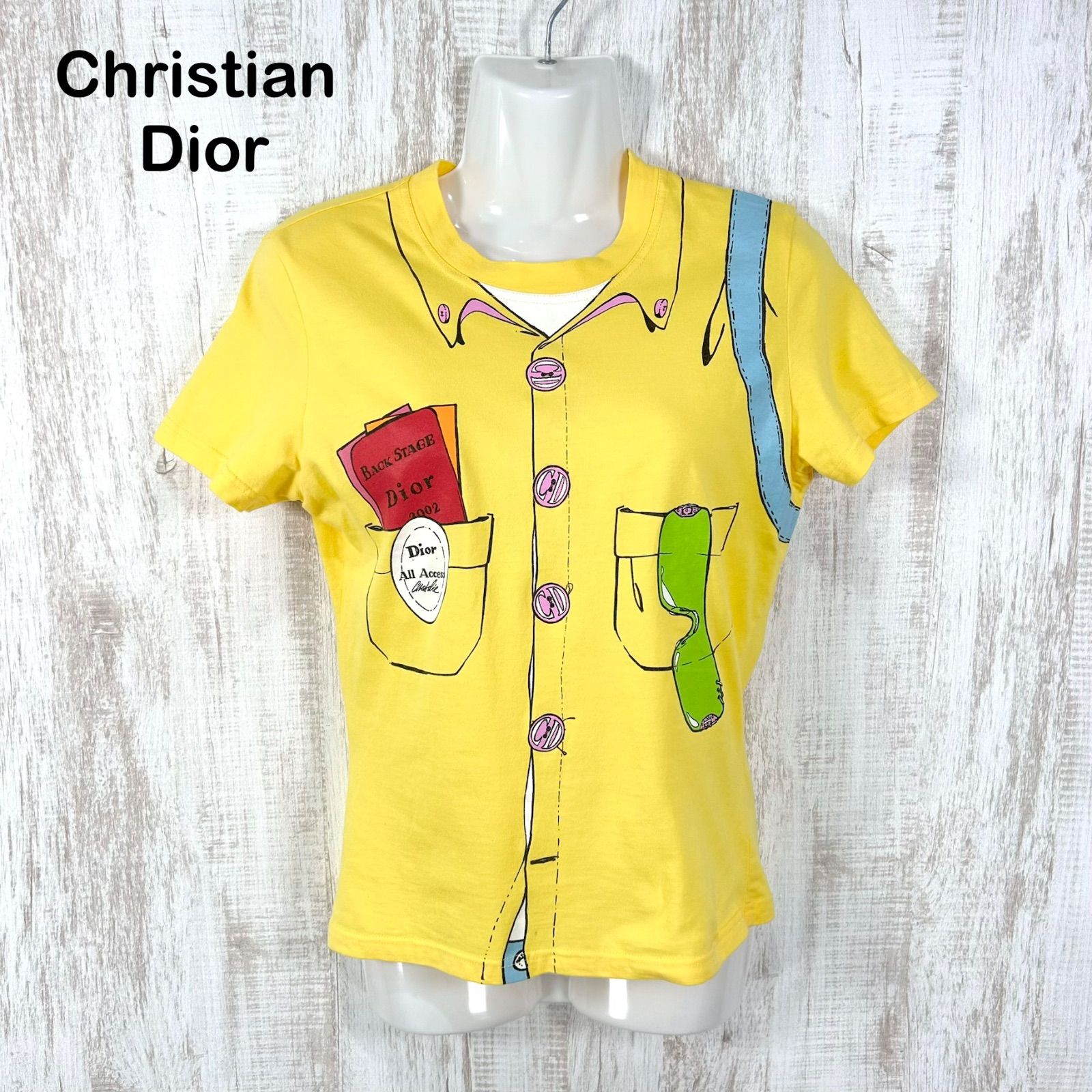 レア Christian Dior ガリアーノトロンプルイユ だまし絵 Tシャツ 00s Christian Dior クリスチャンディオール ガリアーノ期 騙し絵 T