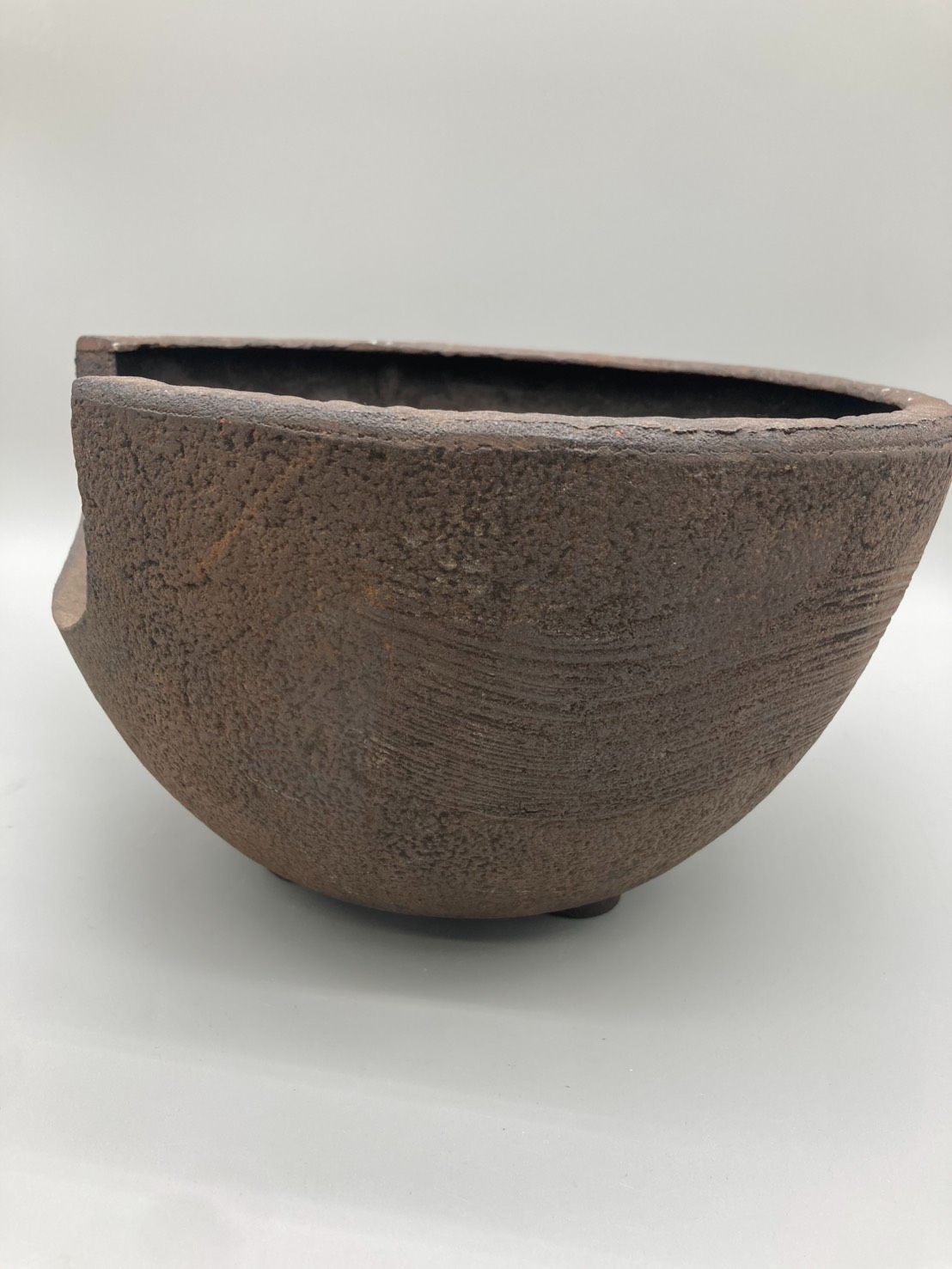 8-0610-13 風炉釜 火鉢 鋳鉄 鉄器 アンティーク釜 鉄 茶釜 茶道具 重量