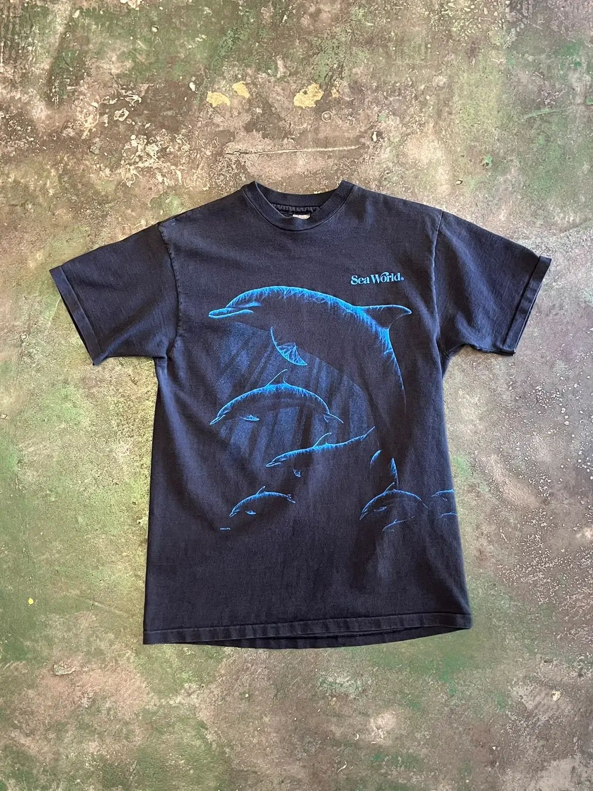 90's L シングルステッチ ヴィンテージ 半袖Tシャツ ドルフィン グラフィック SeaWorld