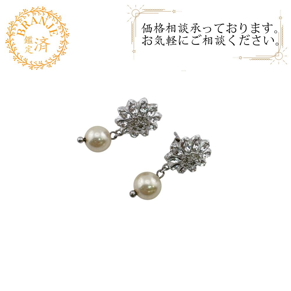 ミュウミュウ ラインストーン フラワーモチーフ 花 ピアス