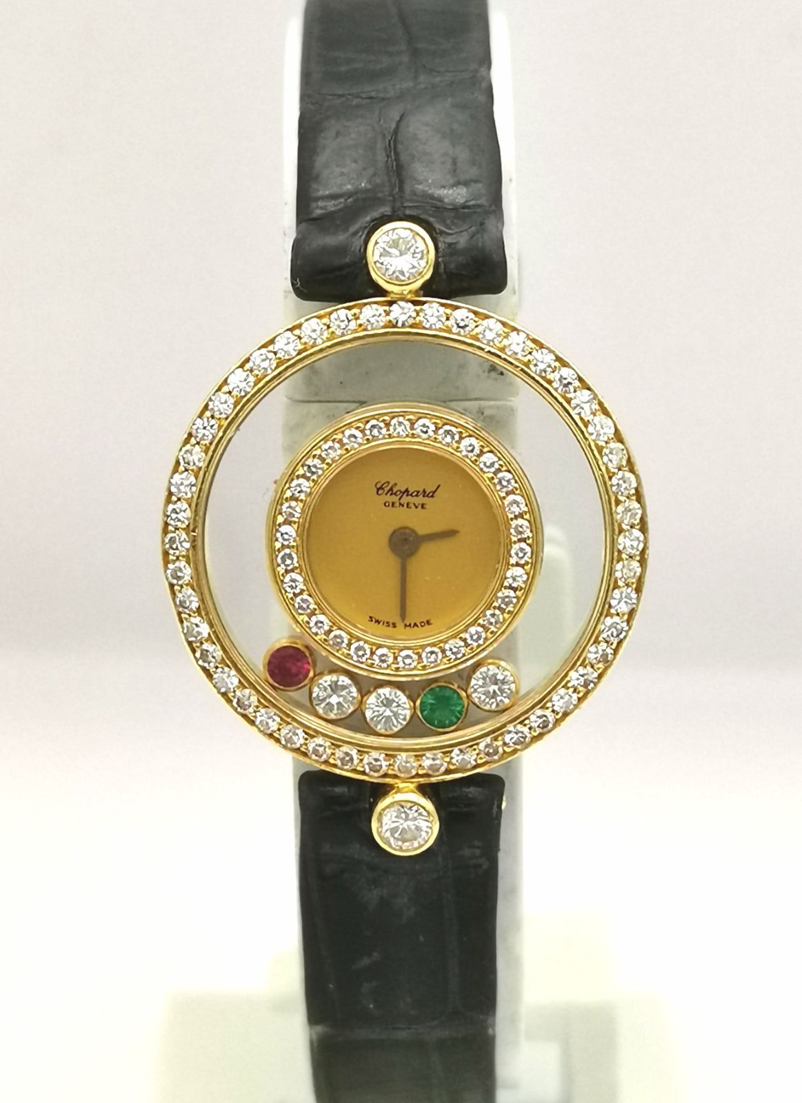 Chopard ショパール 20/3957-24 K18YG 金無垢 ハッピーダイヤモンド レディース QZ 時計