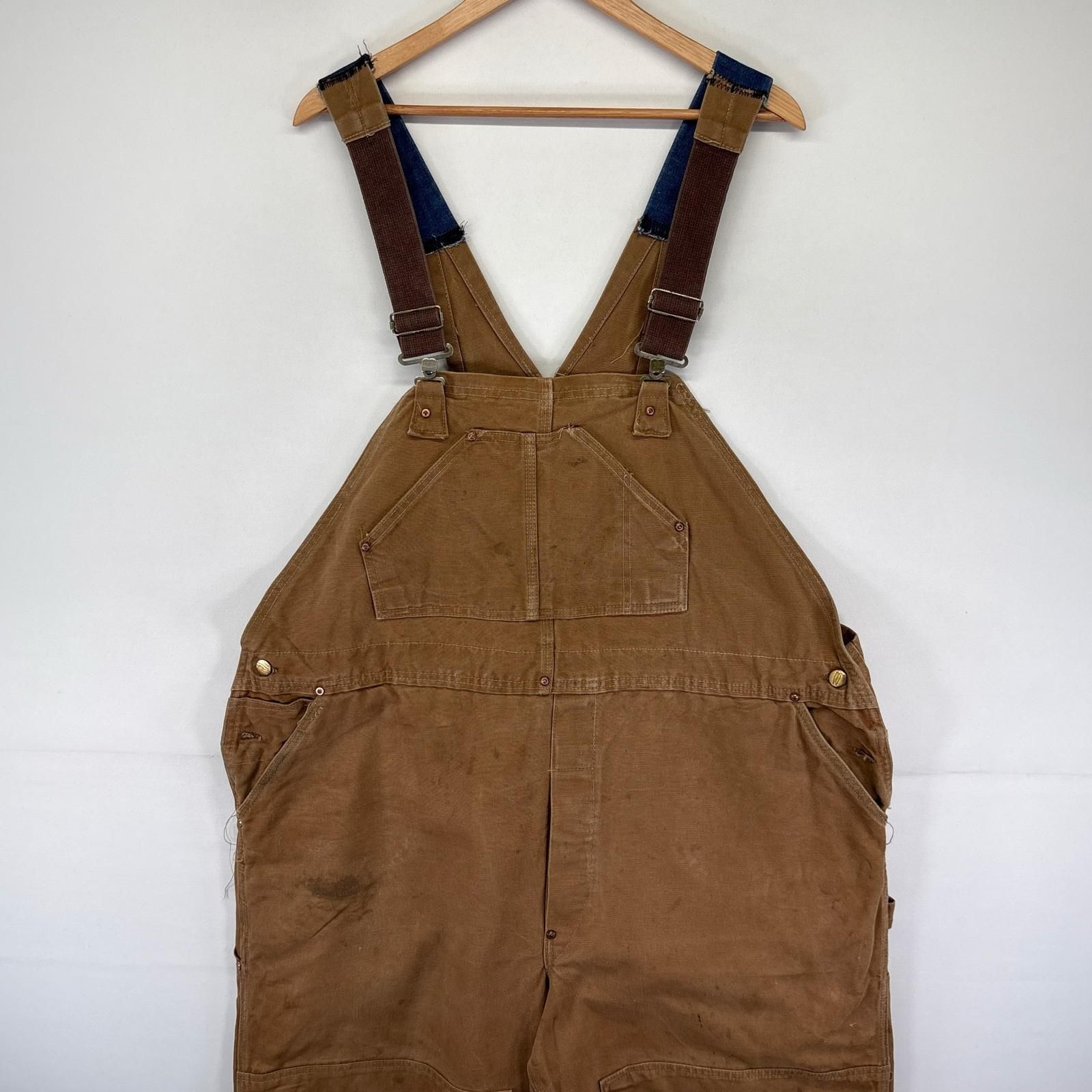 古着 60's/60年代 ヴィンテージ カーハート Carhartt ダック オーバーオール ワーク デカCボタン 4ポケット ブラウン系 メンズ