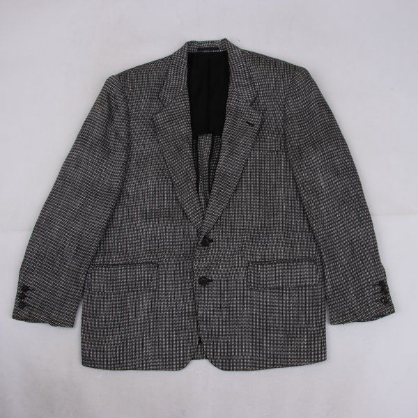 コムデギャルソンオムCOMME des GARCONS HOMME リネンデザイン織り2Bジャケット 白黒S