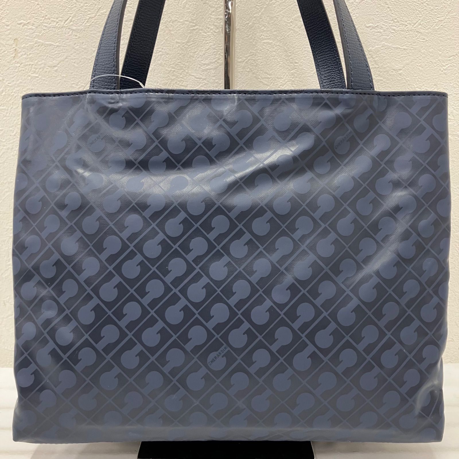 4793　【美品】　GHERARDINI　ゲラルディーニ ソフティ　ハンドバッグ　トートバッグ　ネイビー　モノグラム　レディース　軽量