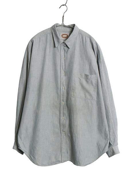 80s USA製 バナナリパブリック ヒッコリー ストライプ 長袖 シャツ メンズ レディース L 旧タグ ヴィンテージ コットン ワーク カジュアル